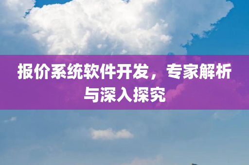 报价系统软件开发，专家解析与深入探究