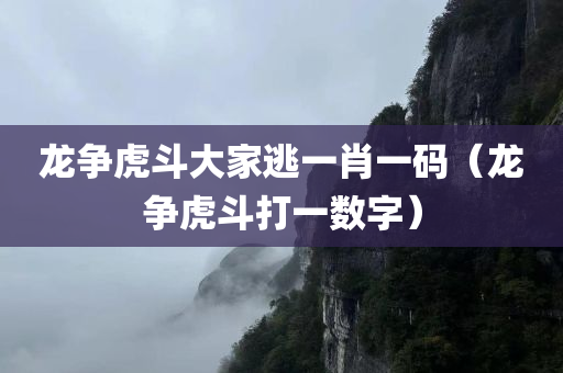 龙争虎斗大家逃一肖一码（龙争虎斗打一数字）