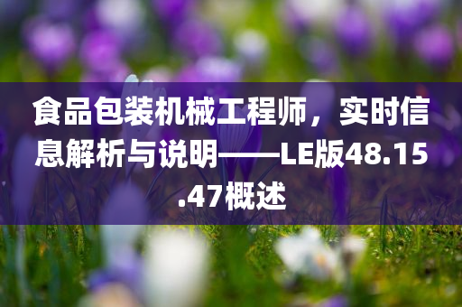 食品包装机械工程师，实时信息解析与说明——LE版48.15.47概述