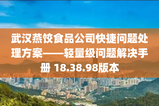 武汉燕饺食品公司快捷问题处理方案——轻量级问题解决手册 18.38.98版本