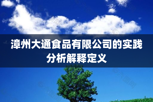 漳州大通食品有限公司的实践分析解释定义