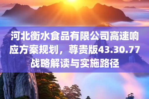 河北衡水食品有限公司高速响应方案规划，尊贵版43.30.77战略解读与实施路径