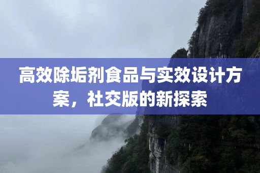 高效除垢剂食品与实效设计方案，社交版的新探索