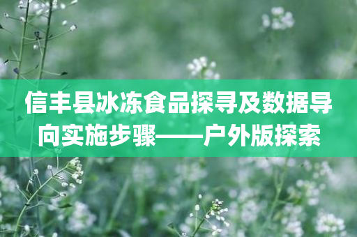 信丰县冰冻食品探寻及数据导向实施步骤——户外版探索