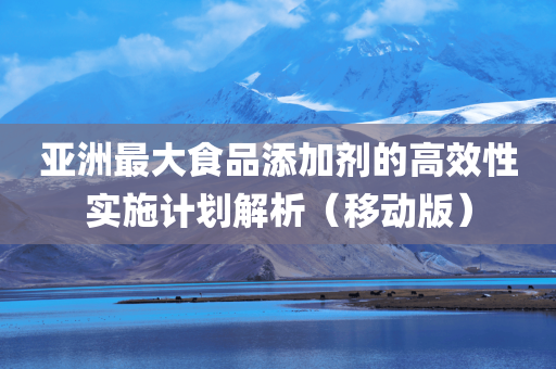 亚洲最大食品添加剂的高效性实施计划解析（移动版）