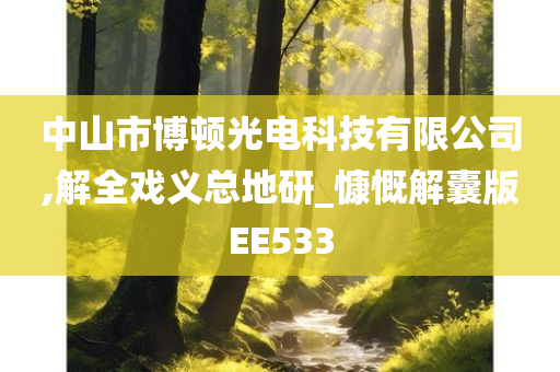 中山市博顿光电科技有限公司,解全戏义总地研_慷慨解囊版EE533