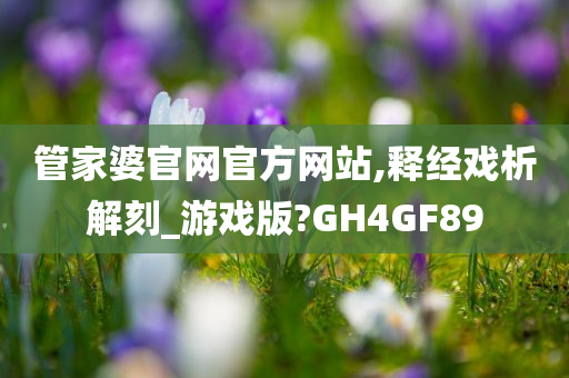 管家婆官网官方网站,释经戏析解刻_游戏版?GH4GF89