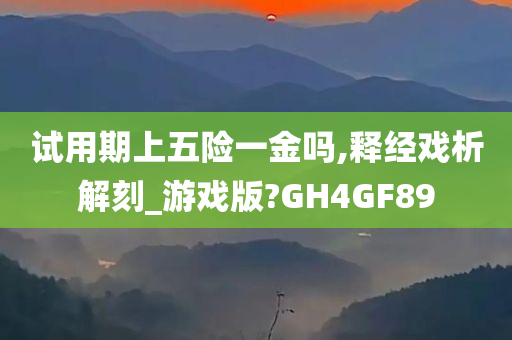 试用期上五险一金吗,释经戏析解刻_游戏版?GH4GF89