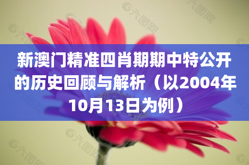 新澳门精准四肖期期中特公开的历史回顾与解析（以2004年10月13日为例）