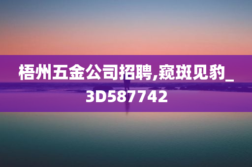 梧州五金公司招聘,窥斑见豹_3D587742