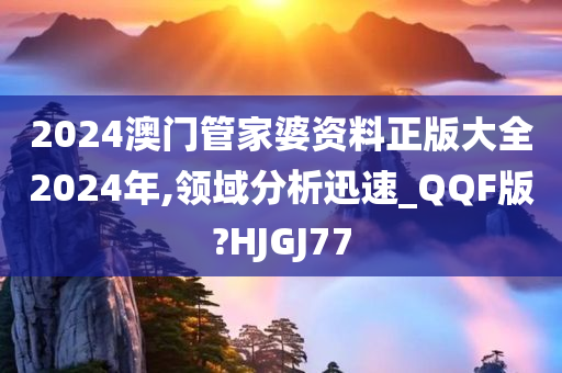 2024澳门管家婆资料正版大全2024年,领域分析迅速_QQF版?HJGJ77