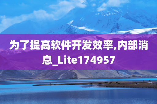 为了提高软件开发效率,内部消息_Lite174957