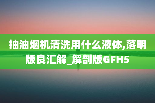 抽油烟机清洗用什么液体,落明版良汇解_解剖版GFH5