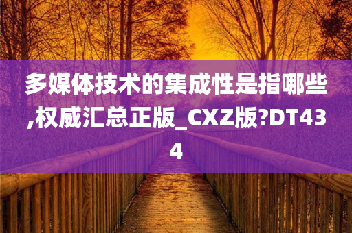 多媒体技术的集成性是指哪些,权威汇总正版_CXZ版?DT434