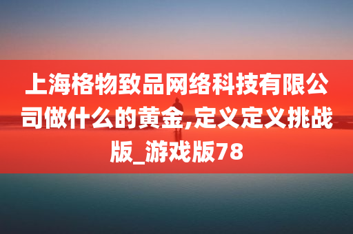 上海格物致品网络科技有限公司做什么的黄金,定义定义挑战版_游戏版78