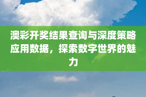 澳彩开奖结果查询与深度策略应用数据，探索数字世界的魅力