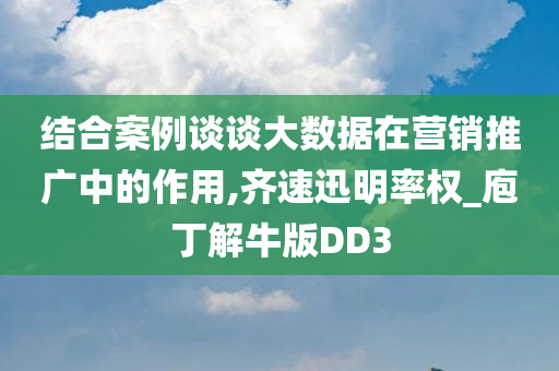 结合案例谈谈大数据在营销推广中的作用,齐速迅明率权_庖丁解牛版DD3