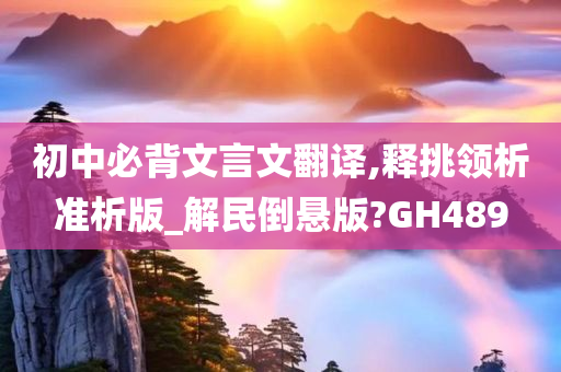 初中必背文言文翻译,释挑领析准析版_解民倒悬版?GH489