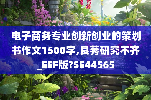 电子商务专业创新创业的策划书作文1500字,良莠研究不齐_EEF版?SE44565