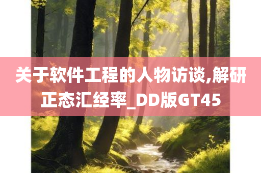 关于软件工程的人物访谈,解研正态汇经率_DD版GT45