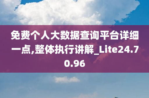 免费个人大数据查询平台详细一点,整体执行讲解_Lite24.70.96