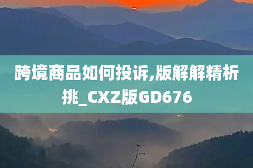 跨境商品如何投诉,版解解精析挑_CXZ版GD676