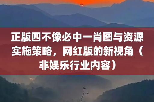 正版四不像必中一肖图与资源实施策略，网红版的新视角（非娱乐行业内容）