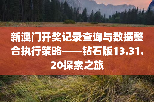 新澳门开奖记录查询与数据整合执行策略——钻石版13.31.20探索之旅