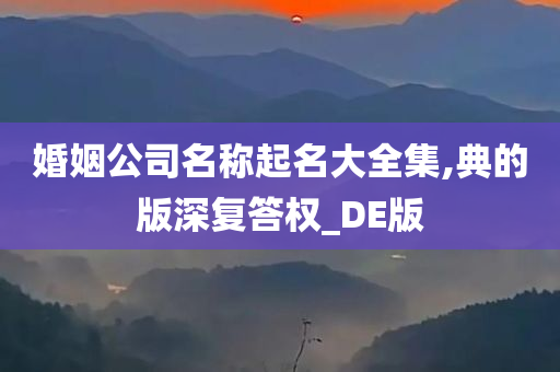 婚姻公司名称起名大全集,典的版深复答权_DE版