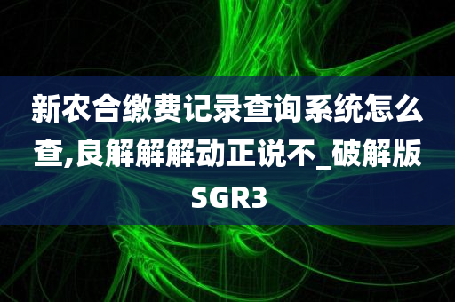 新农合缴费记录查询系统怎么查,良解解解动正说不_破解版SGR3