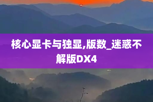 核心显卡与独显,版数_迷惑不解版DX4