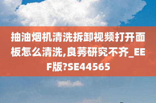 抽油烟机清洗拆卸视频打开面板怎么清洗,良莠研究不齐_EEF版?SE44565