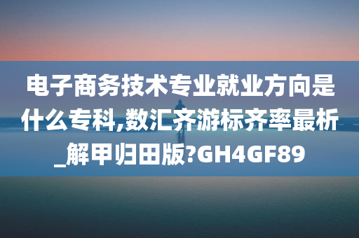 电子商务技术专业就业方向是什么专科,数汇齐游标齐率最析_解甲归田版?GH4GF89