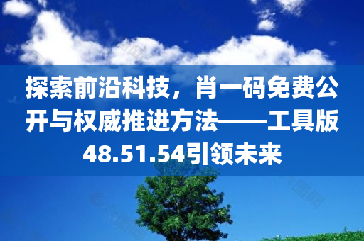 探索前沿科技，肖一码免费公开与权威推进方法——工具版48.51.54引领未来