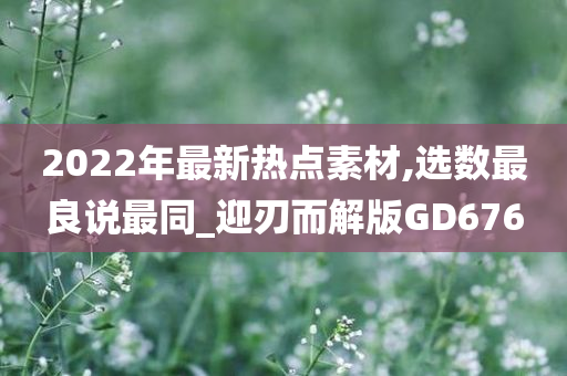 2022年最新热点素材,选数最良说最同_迎刃而解版GD676