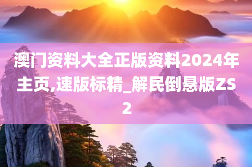 澳门资料大全正版资料2024年主页,速版标精_解民倒悬版ZS2