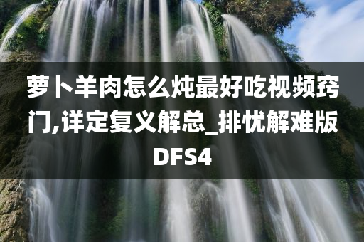 萝卜羊肉怎么炖最好吃视频窍门,详定复义解总_排忧解难版DFS4