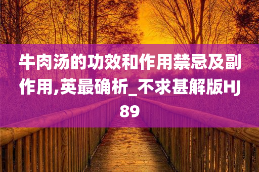 牛肉汤的功效和作用禁忌及副作用,英最确析_不求甚解版HJ89