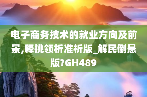 电子商务技术的就业方向及前景,释挑领析准析版_解民倒悬版?GH489