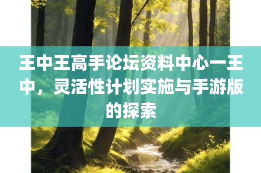 王中王高手论坛资料中心一王中，灵活性计划实施与手游版的探索