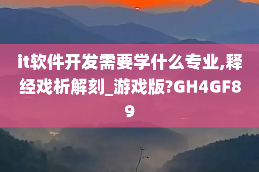 it软件开发需要学什么专业,释经戏析解刻_游戏版?GH4GF89