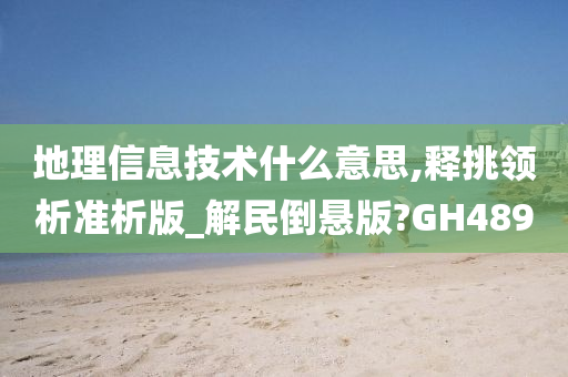 地理信息技术什么意思,释挑领析准析版_解民倒悬版?GH489