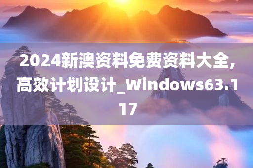 2024新澳资料免费资料大全,高效计划设计_Windows63.117