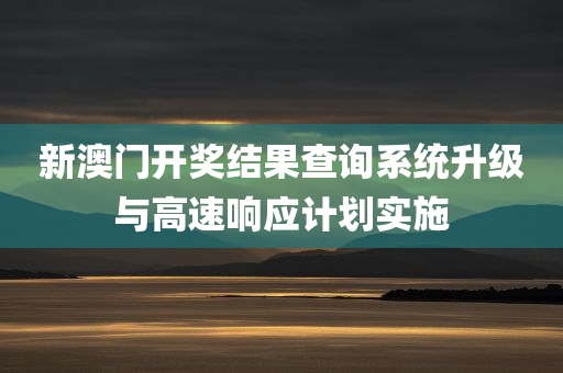 新澳门开奖结果查询系统升级与高速响应计划实施