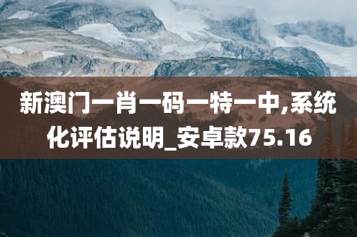 新澳门一肖一码一特一中,系统化评估说明_安卓款75.16