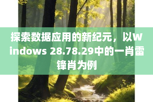 探索数据应用的新纪元，以Windows 28.78.29中的一肖雷锋肖为例