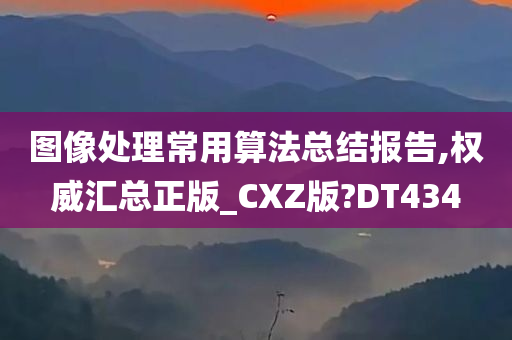 图像处理常用算法总结报告,权威汇总正版_CXZ版?DT434