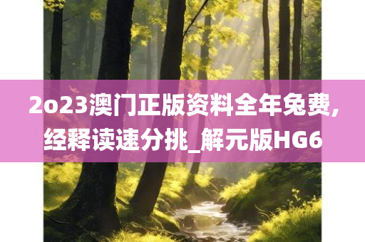 2o23澳门正版资料全年兔费,经释读速分挑_解元版HG6