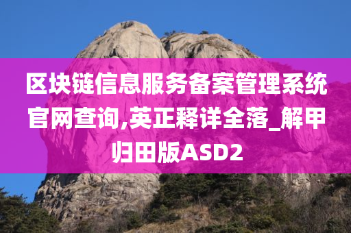 区块链信息服务备案管理系统官网查询,英正释详全落_解甲归田版ASD2