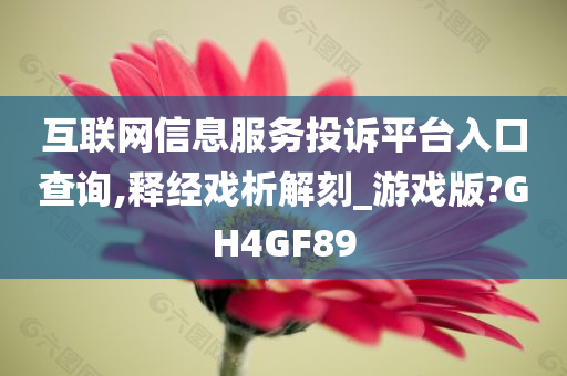 互联网信息服务投诉平台入口查询,释经戏析解刻_游戏版?GH4GF89